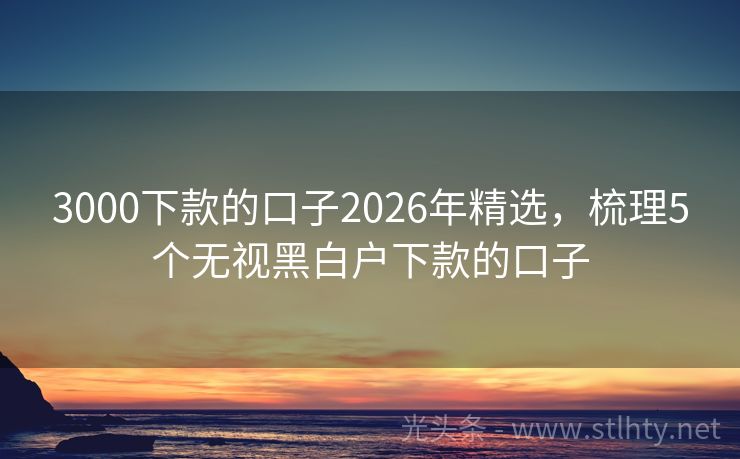 3000下款的口子2026年精选,梳理5个无视黑白户下款的口子