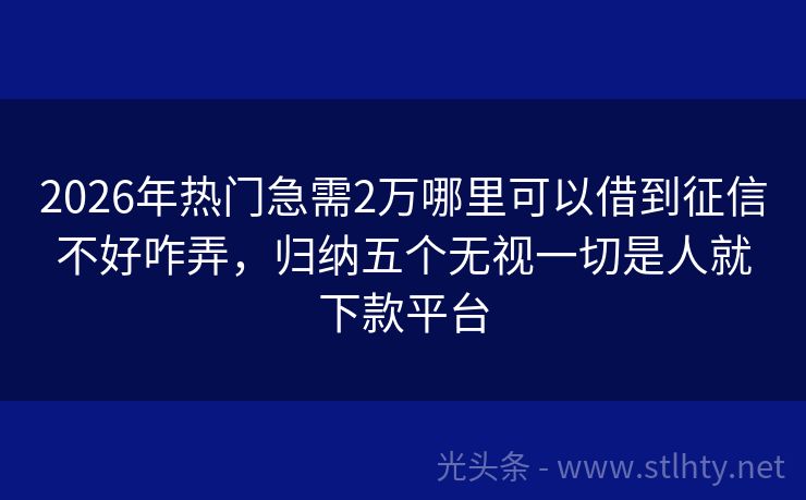 2026年热门急需2万哪里可以借到征信不好咋弄，归纳五个无视一切是人就下款平台