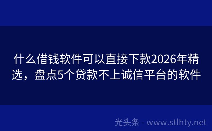 什么借钱软件可以直接下款2026年精选,盘点5个贷款不上诚信平台的软件