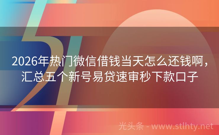 2026年热门微信借钱当天怎么还钱啊,汇总五个新号易贷速审秒下款口子
