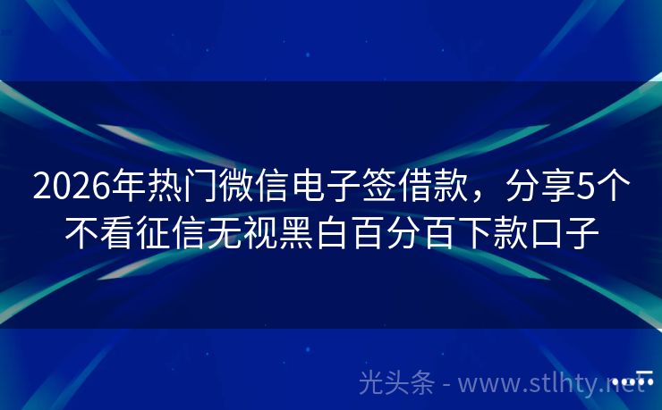 2026年热门微信电子签借款,分享5个不看征信无视黑白百分百下款口子