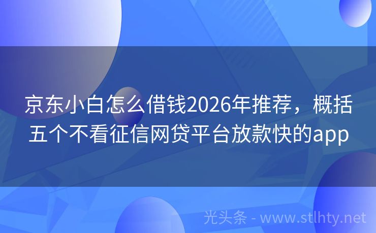 京东小白怎么借钱2026年推荐,概括五个不看征信网贷平台放款快的app