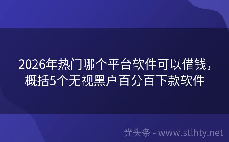 2026年热门哪个平台软件可以借钱,概括5个无视黑户百分百下款软件