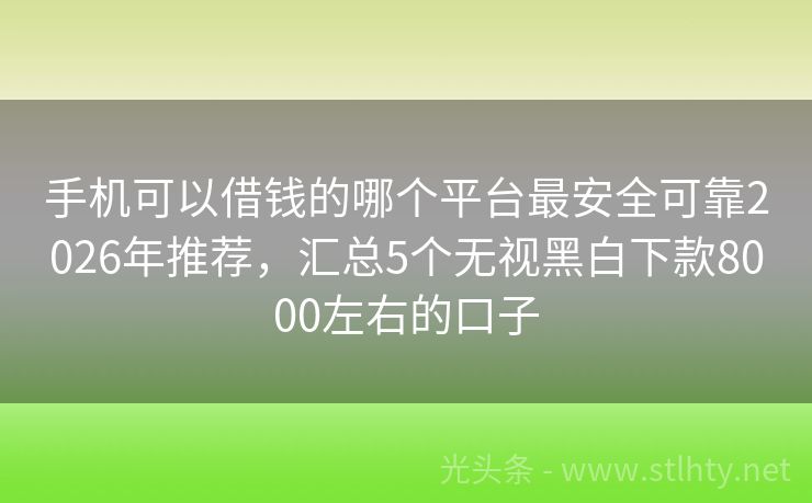 手机可以借钱的哪个平台最安全可靠2026年推荐,汇总5个无视黑白下款8000左右的口子