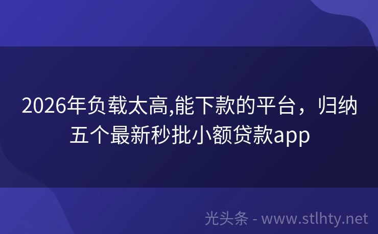 2026年负载太高,能下款的平台,归纳五个最新秒批小额贷款app