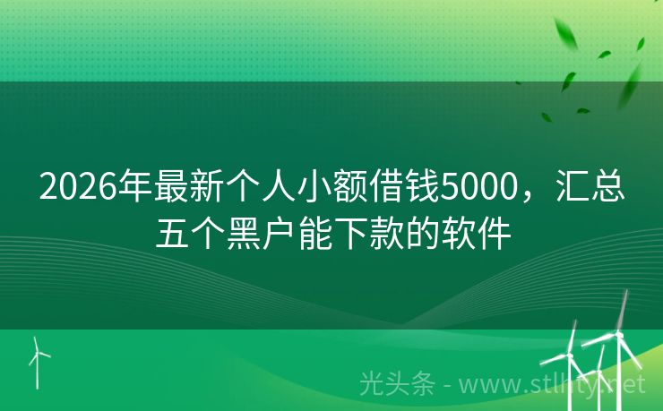 2026年最新个人小额借钱5000,汇总五个黑户能下款的软件