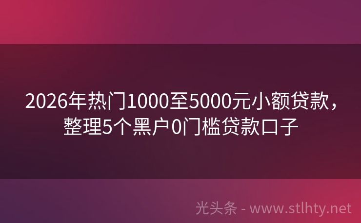 2026年热门1000至5000元小额贷款，整理5个黑户0门槛贷款口子