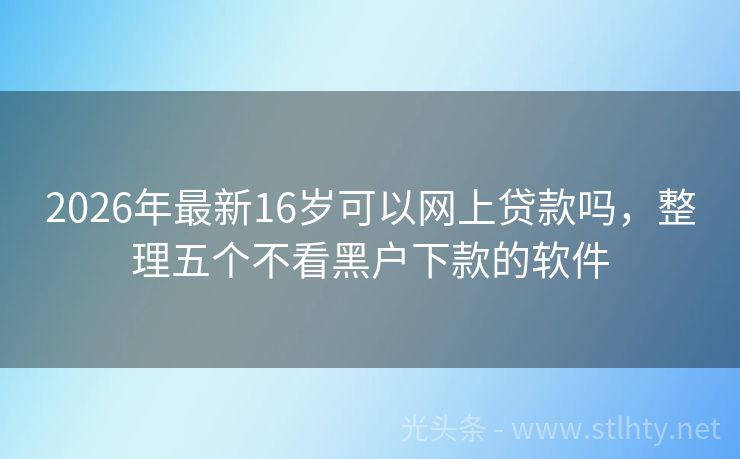 2026年最新16岁可以网上贷款吗，整理五个不看黑户下款的软件