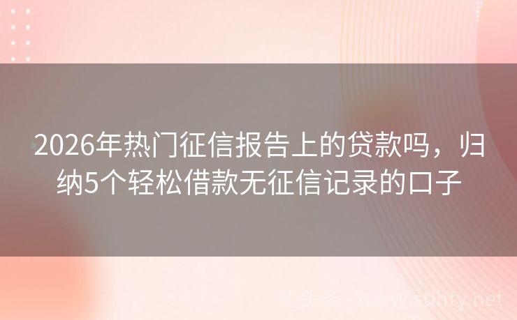 2026年热门征信报告上的贷款吗,归纳5个轻松借款无征信记录的口子