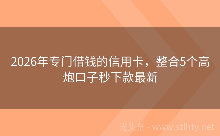 2026年专门借钱的信用卡,整合5个高炮口子秒下款最新
