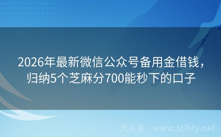 2026年最新微信公众号备用金借钱,归纳5个芝麻分700能秒下的口子