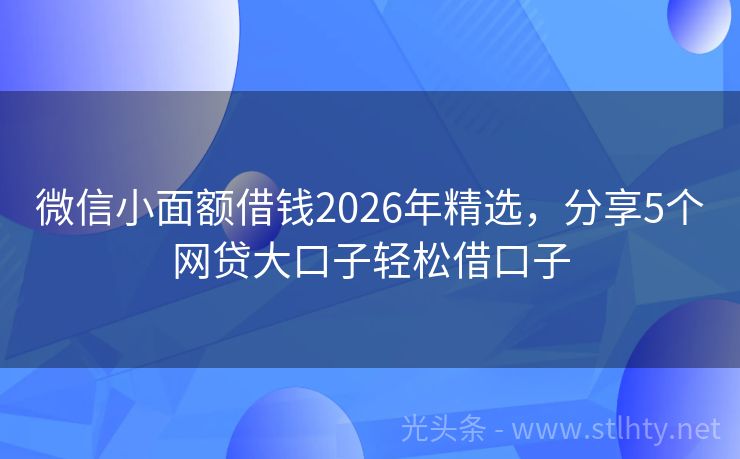 微信小面额借钱2026年精选，分享5个网贷大口子轻松借口子