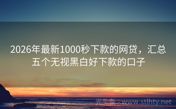 2026年最新1000秒下款的网贷，汇总五个无视黑白好下款的口子