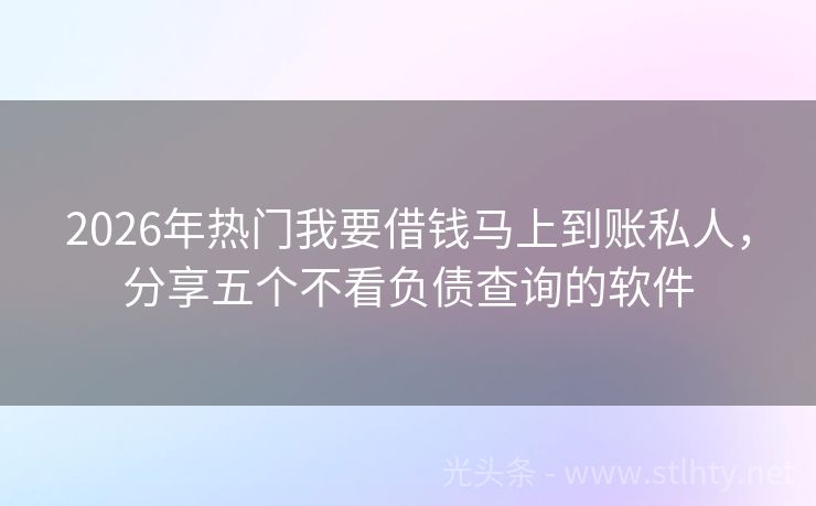 2026年热门我要借钱马上到账私人，分享五个不看负债查询的软件