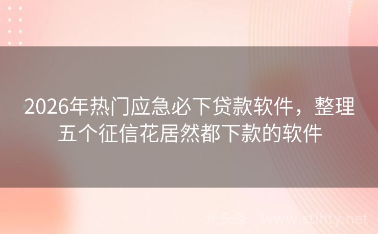 2026年热门应急必下贷款软件，整理五个征信花居然都下款的软件