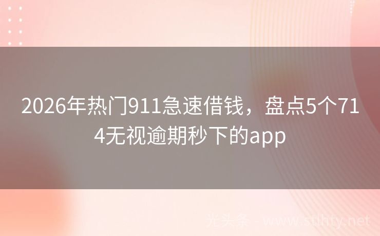 2026年热门911急速借钱,盘点5个714无视逾期秒下的app