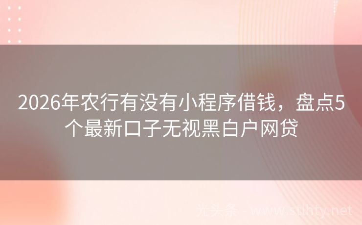 2026年农行有没有小程序借钱，盘点5个最新口子无视黑白户网贷