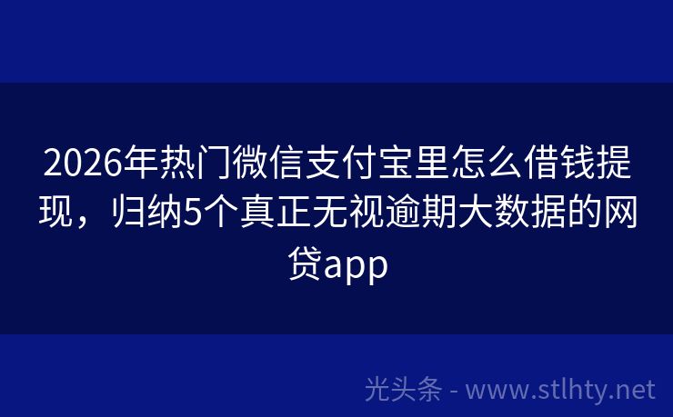2026年热门微信支付宝里怎么借钱提现,归纳5个真正无视逾期大数据的网贷app