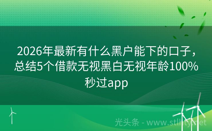 2026年最新有什么黑户能下的口子，总结5个借款无视黑白无视年龄100%秒过app