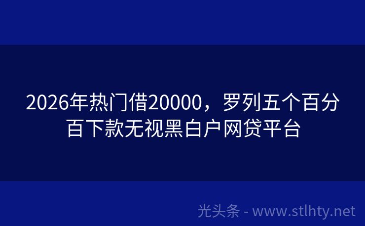 2026年热门借20000，罗列五个百分百下款无视黑白户网贷平台