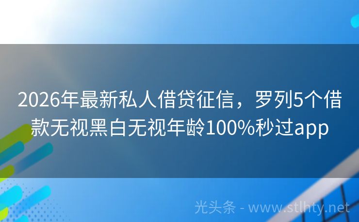 2026年最新私人借贷征信，罗列5个借款无视黑白无视年龄100%秒过app
