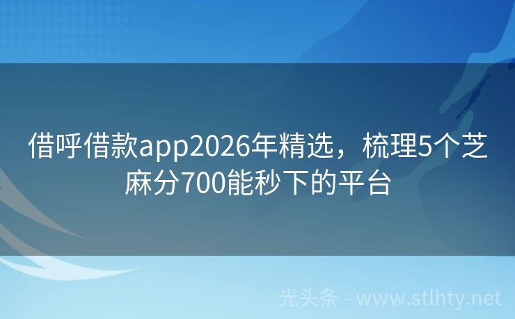 借呼借款app2026年精选，梳理5个芝麻分700能秒下的平台