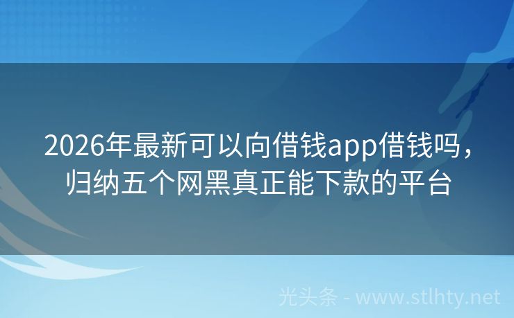 2026年最新可以向借钱app借钱吗,归纳五个网黑真正能下款的平台