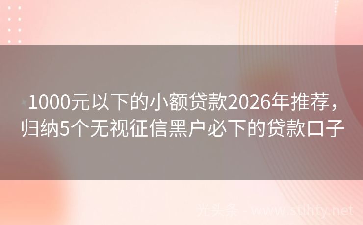 1000元以下的小额贷款2026年推荐，归纳5个无视征信黑户必下的贷款口子