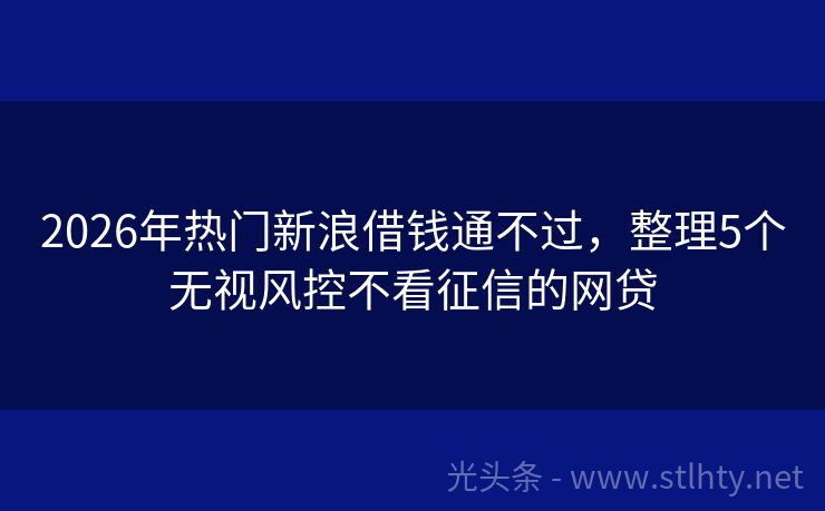 2026年热门新浪借钱通不过,整理5个无视风控不看征信的网贷