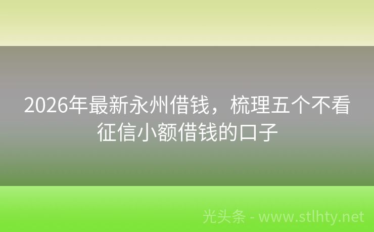 2026年最新永州借钱,梳理五个不看征信小额借钱的口子