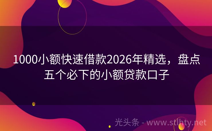1000小额快速借款2026年精选,盘点五个必下的小额贷款口子
