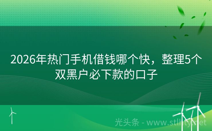2026年热门手机借钱哪个快,整理5个双黑户必下款的口子