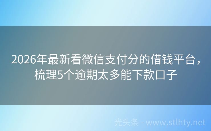 2026年最新看微信支付分的借钱平台，梳理5个逾期太多能下款口子