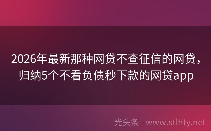 2026年最新那种网贷不查征信的网贷，归纳5个不看负债秒下款的网贷app