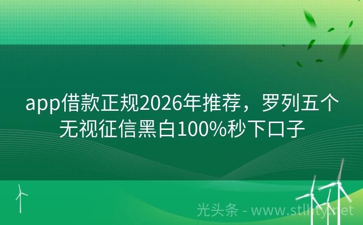 app借款正规2026年推荐，罗列五个无视征信黑白100%秒下口子