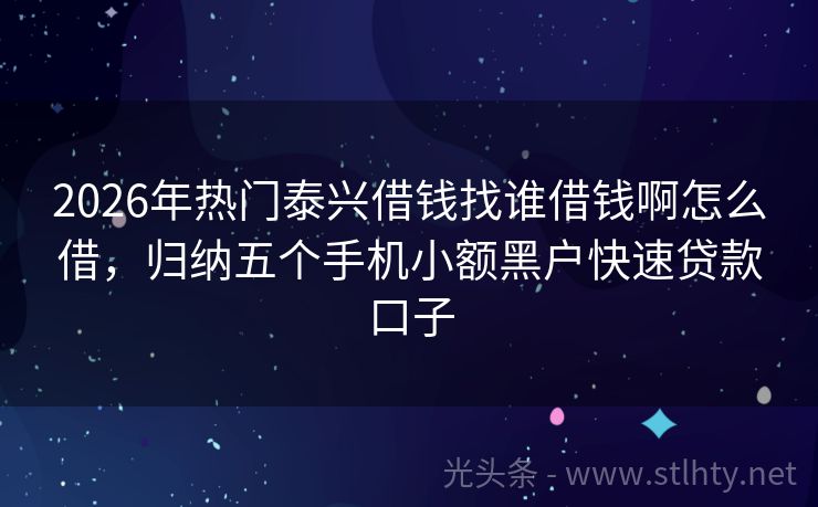 2026年热门泰兴借钱找谁借钱啊怎么借,归纳五个手机小额黑户快速贷款口子
