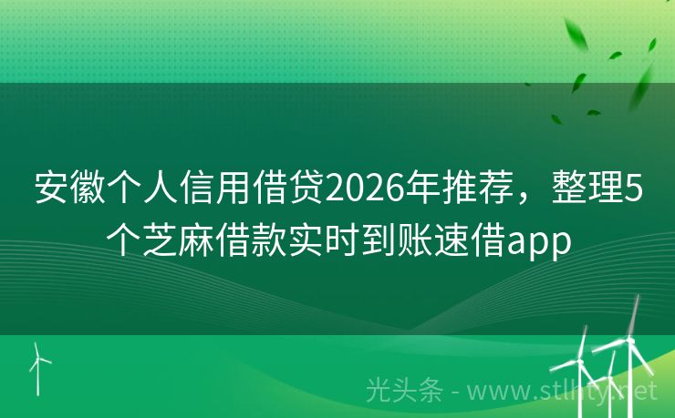安徽个人信用借贷2026年推荐，整理5个芝麻借款实时到账速借app