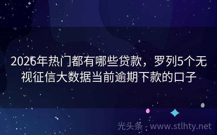 2026年热门都有哪些贷款,罗列5个无视征信大数据当前逾期下款的口子