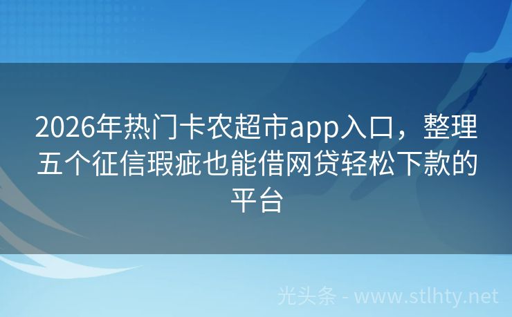 2026年热门卡农超市app入口，整理五个征信瑕疵也能借网贷轻松下款的平台
