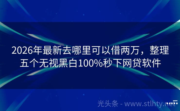 2026年最新去哪里可以借两万，整理五个无视黑白100%秒下网贷软件