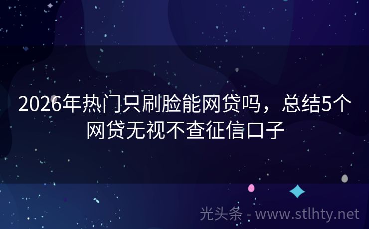 2026年热门只刷脸能网贷吗，总结5个网贷无视不查征信口子