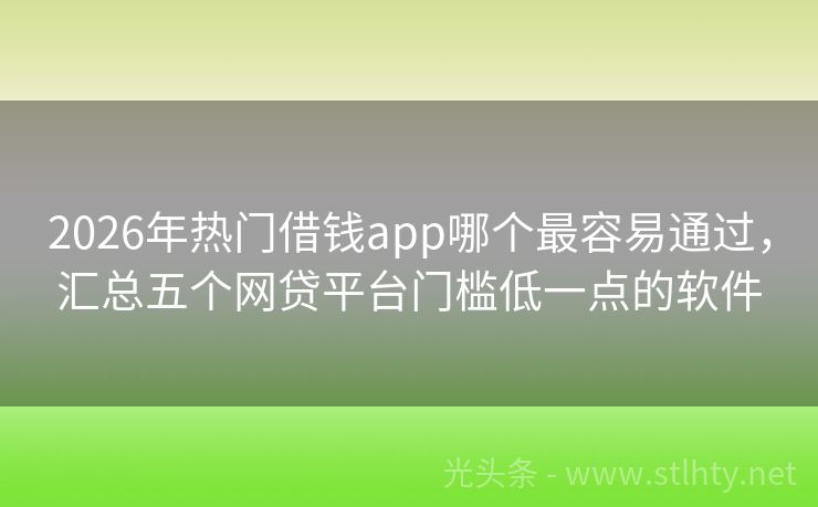 2026年热门借钱app哪个最容易通过，汇总五个网贷平台门槛低一点的软件