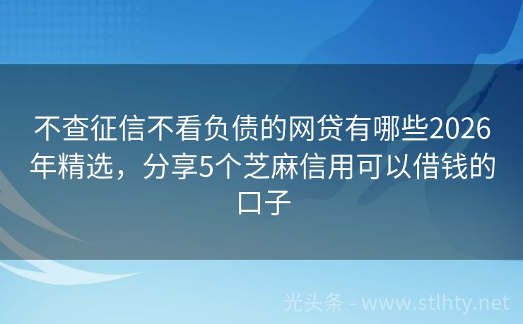 不查征信不看负债的网贷有哪些2026年精选，分享5个芝麻信用可以借钱的口子