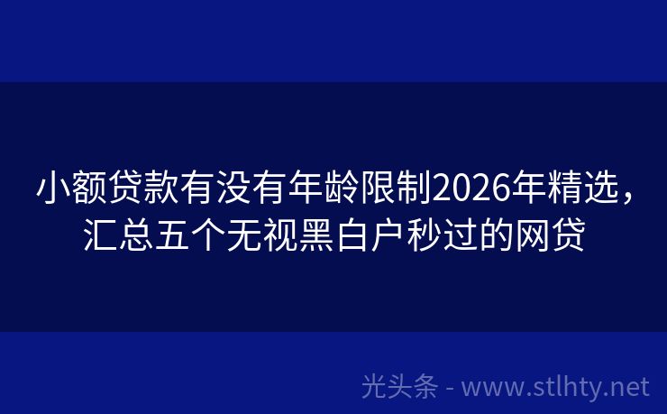小额贷款有没有年龄限制2026年精选，汇总五个无视黑白户秒过的网贷