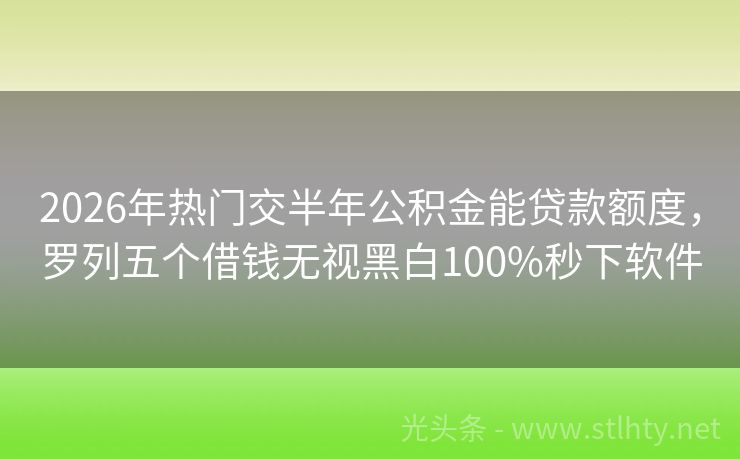 2026年热门交半年公积金能贷款额度，罗列五个借钱无视黑白100%秒下软件