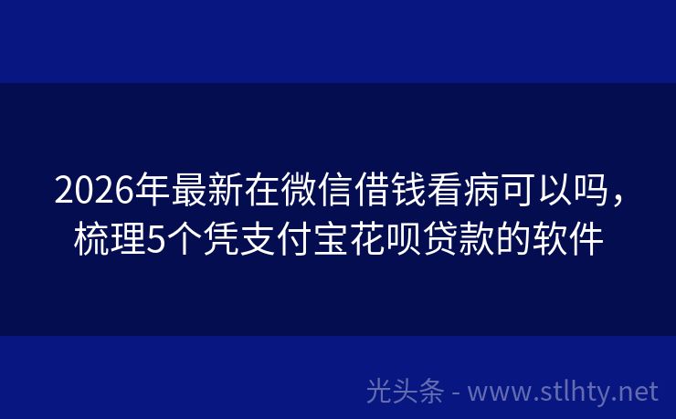 2026年最新在微信借钱看病可以吗，梳理5个凭支付宝花呗贷款的软件