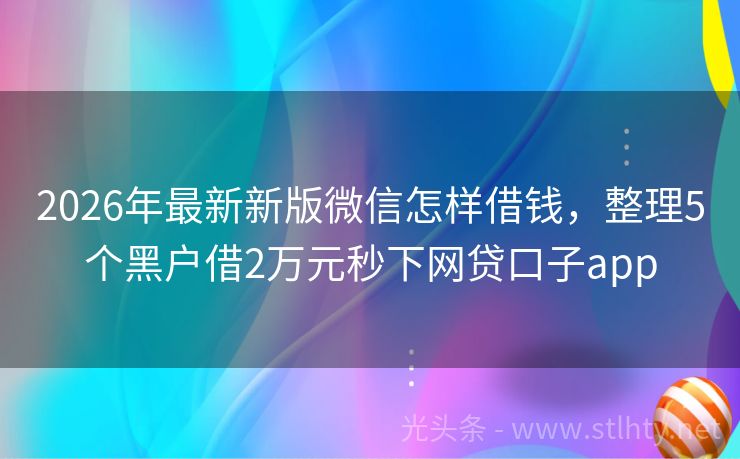 2026年最新新版微信怎样借钱,整理5个黑户借2万元秒下网贷口子app