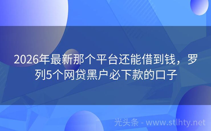 2026年最新那个平台还能借到钱,罗列5个网贷黑户必下款的口子
