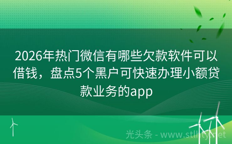 2026年热门微信有哪些欠款软件可以借钱，盘点5个黑户可快速办理小额贷款业务的app