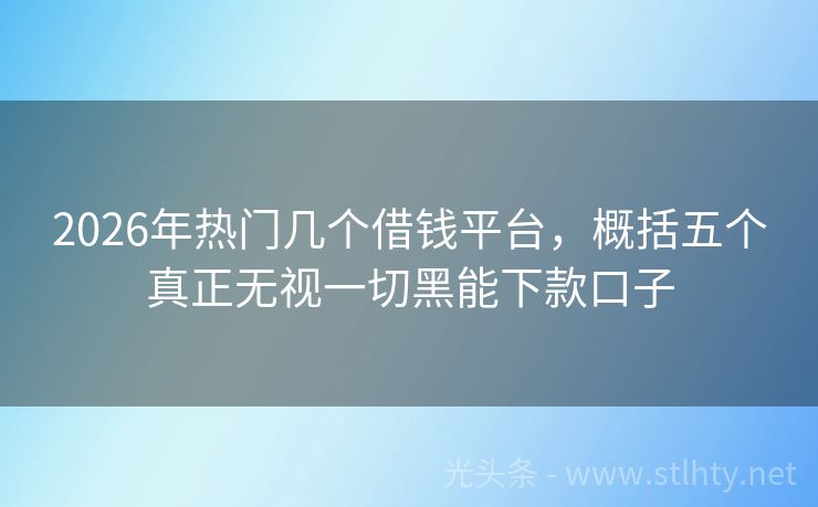2026年热门几个借钱平台,概括五个真正无视一切黑能下款口子
